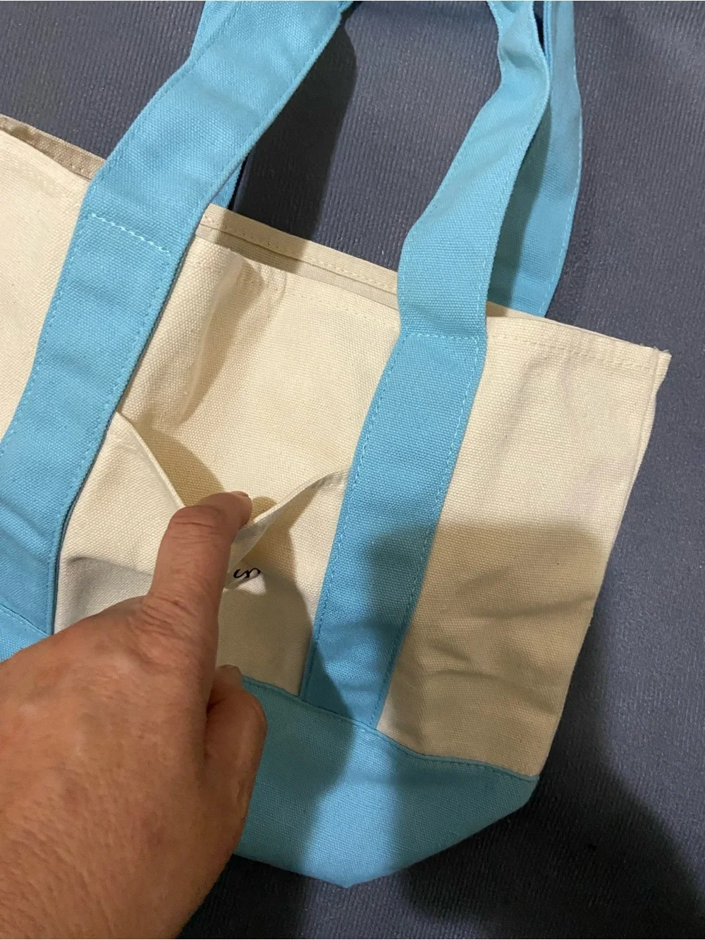 Mini Pastel Canvas Tote Bags- Blue